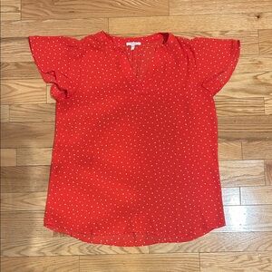 Maurices Red Polka Dot Blouse